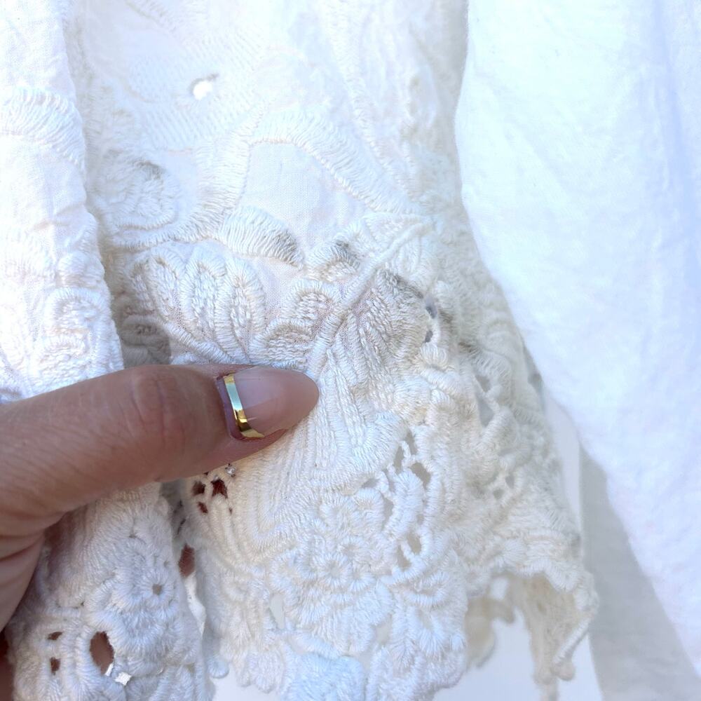 Calypso St. Barth White Lace Embroidered Button Down Medium Cottagecore Top - Picture 8 of 8